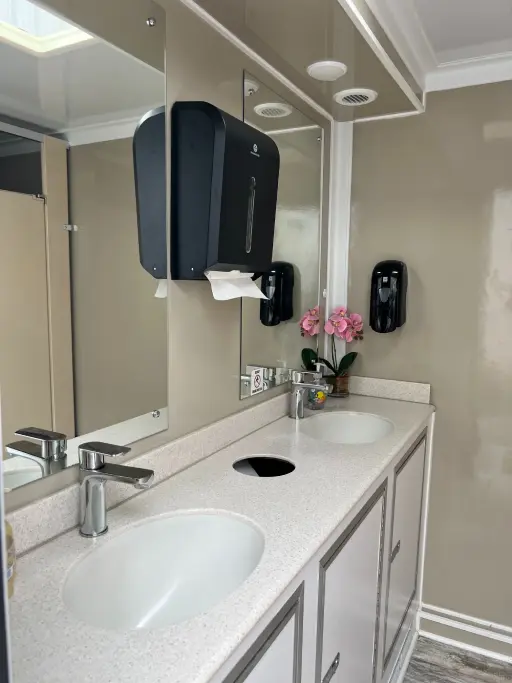 Two station restroom trailer rental